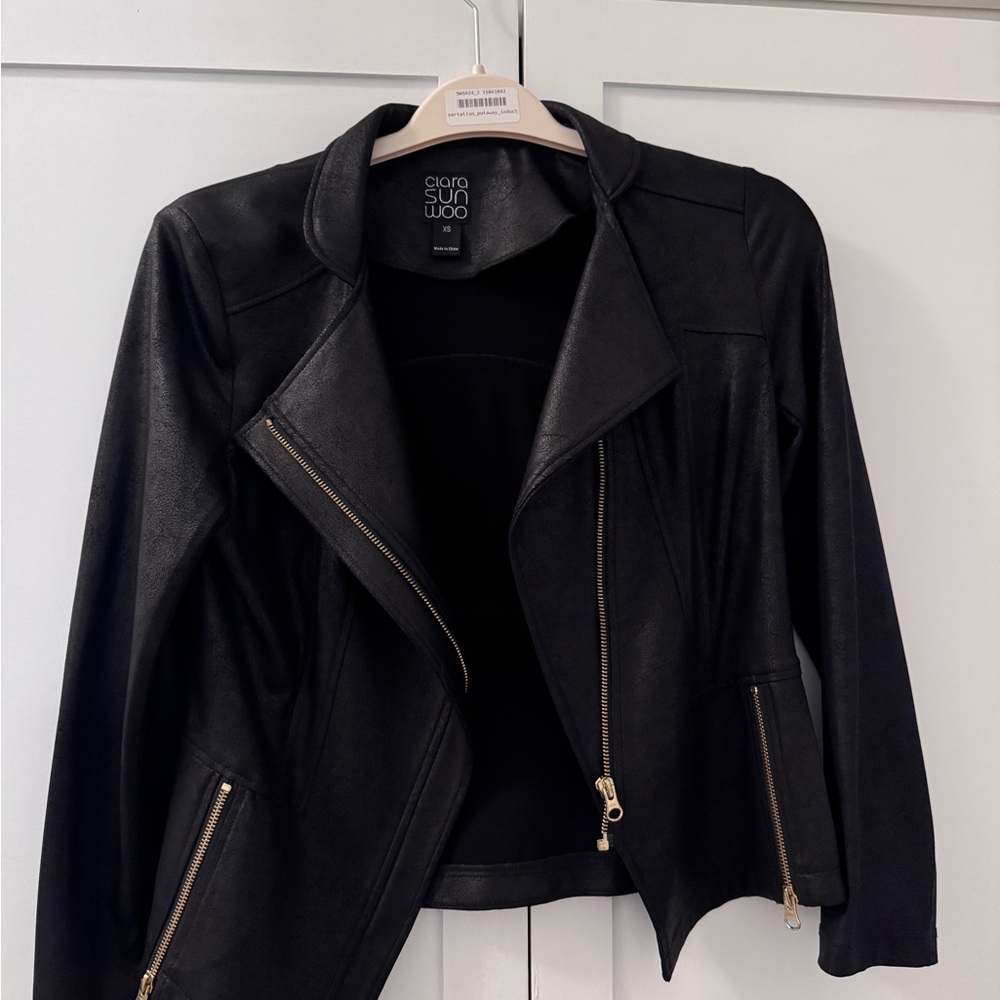 Clara Sunwoo Black Leather-Effect Jacket